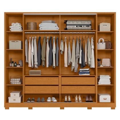 Imagem de Guarda Roupa Casal Jacarandá 4 Portas Flex com 4 Espelhos - Móveis Albatroz