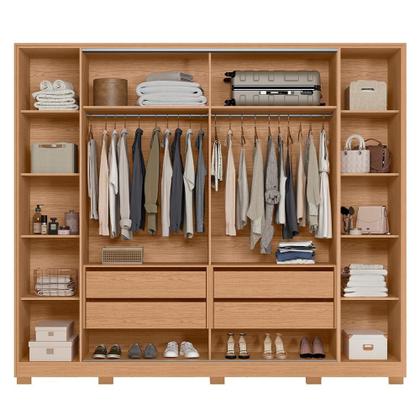 Imagem de Guarda Roupa Casal Jacarandá 4 Portas Flex com 8 Espelhos - Móveis Albatroz