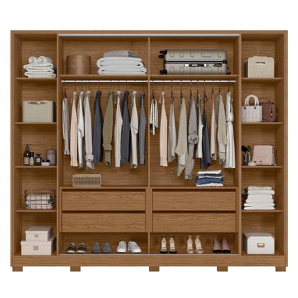 Imagem de Guarda Roupa Casal Jacarandá 4 Portas Flex com 8 Espelhos - Móveis Albatroz