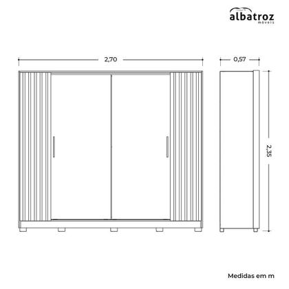Imagem de Guarda Roupa Casal Jacarandá 4 Portas Flex com 8 Espelhos - Móveis Albatroz