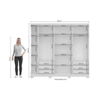 Imagem de Guarda Roupa Casal Kappesberg F542 3 Portas de Correr