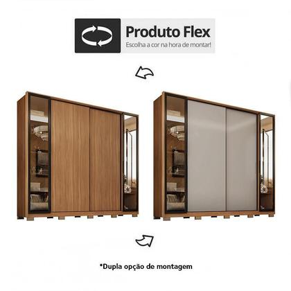 Imagem de Guarda Roupa Casal Laredo 4 Portas Flex com Vidro Reflecta e Pés - Demartêz