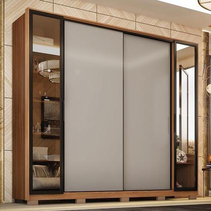 Imagem de Guarda Roupa Casal Laredo 4 Portas Flex com Vidro Reflecta e Pés - Demartêz