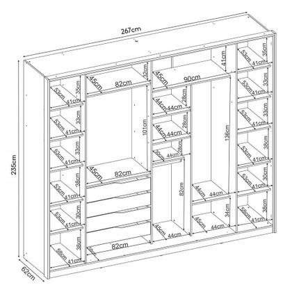 Imagem de Guarda Roupa Casal Laredo 4 Portas Flex com Vidro Reflecta e Pés - Demartêz