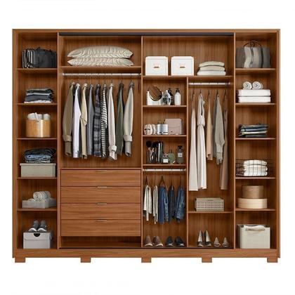 Imagem de Guarda Roupa Casal Laredo 4 Portas Flex com Vidro Reflecta e Pés - Demartêz