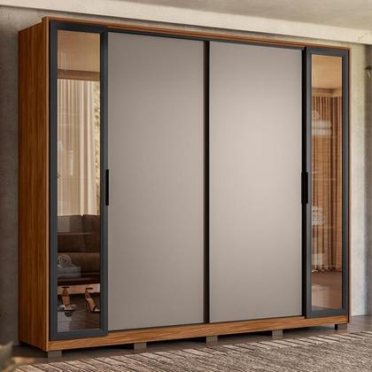 Imagem de Guarda Roupa Casal Laredo 4 Portas Flex com Vidro Reflecta e Pés - Demartêz