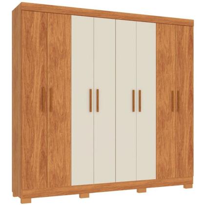 Guarda-Roupa Casal Las Vegas 8 Portas 2 Gavetas Cinamomo/Off White