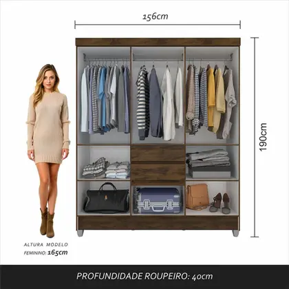 Imagem de Guarda Roupa Casal Lia 6 Portas C/espelho Capuccino - Móveis Arapongas