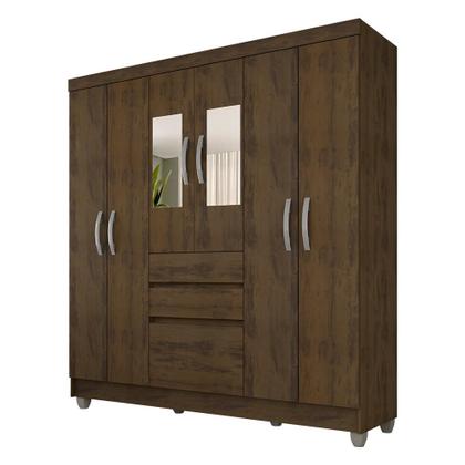 Imagem de Guarda Roupa Casal Lia 6 Portas C/espelho Capuccino - Móveis Arapongas