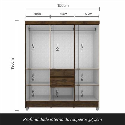 Imagem de Guarda Roupa Casal Lia 6 Portas C/espelho Capuccino - Móveis Arapongas