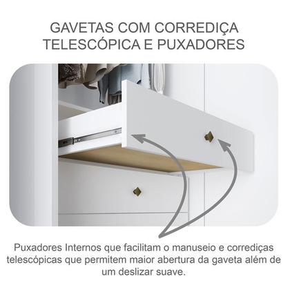Imagem de Guarda Roupa Casal Linea com Nicho e Gaveteiro Milão com Chave Neve - Novo Horizonte