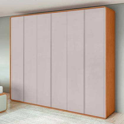 Imagem de Guarda-Roupa Casal Loop 100% MDF 6 PT 6 GV Amêndoa e Off White