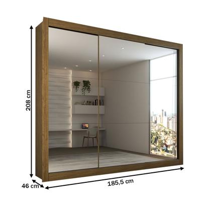 Imagem de Guarda-Roupa Casal Luiza 3 Portas de Correr 4 Gavetas Espelhado Cinamomo - Panorama Móveis