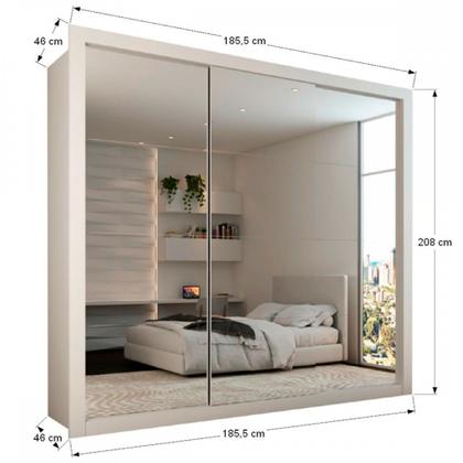 Imagem de Guarda-Roupa Casal Luiza Diamantina 3 Portas de Correr 4 Gavetas Espelhado Branco - Panorama Móveis