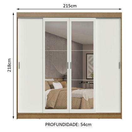 Imagem de Guarda-Roupa Casal Madesa Austin 4 Portas de Correr com Espelhos 3 Gavetas R
