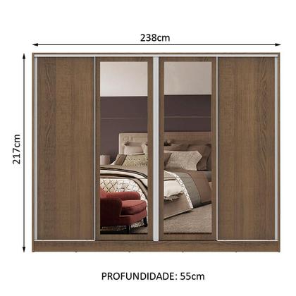 Imagem de Guarda-Roupa Casal Madesa Cronos 4 Portas de Correr com Espelhos