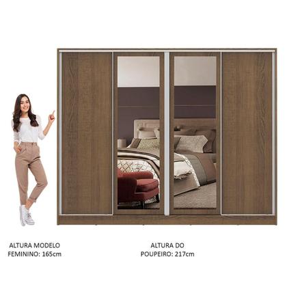Imagem de Guarda-Roupa Casal Madesa Cronos 4 Portas de Correr com Espelhos