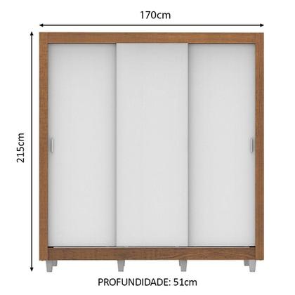 Imagem de Guarda Roupa Casal Madesa Lyon 3 Portas de Correr 2 Gavetas com Pés