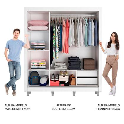 Imagem de Guarda Roupa Casal Madesa Lyon 3 Portas de Correr com Espelho 2 Gavetas com Pés