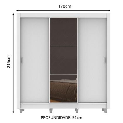 Imagem de Guarda Roupa Casal Madesa Lyon 3 Portas de Correr com Espelho 2 Gavetas com Pés