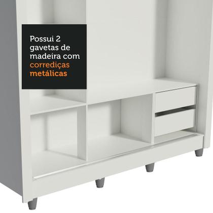 Imagem de Guarda Roupa Casal Madesa Lyon 3 Portas de Correr com Espelho 2 Gavetas com Pés
