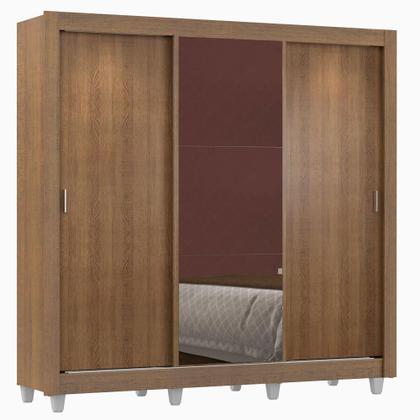 Imagem de Guarda Roupa Casal Madesa Lyon 3 Portas de Correr com Espelho 2 Gavetas com Pés