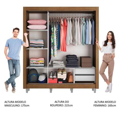 Imagem de Guarda Roupa Casal Madesa Lyon 3 Portas de Correr com Espelho 2 Gavetas com Pés