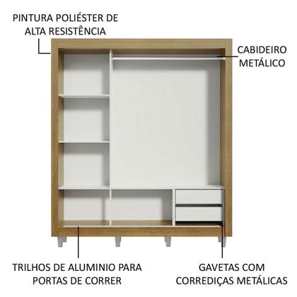 Imagem de Guarda Roupa Casal Madesa Lyon 3 Portas de Correr com Espelho 2 Gavetas com Pés