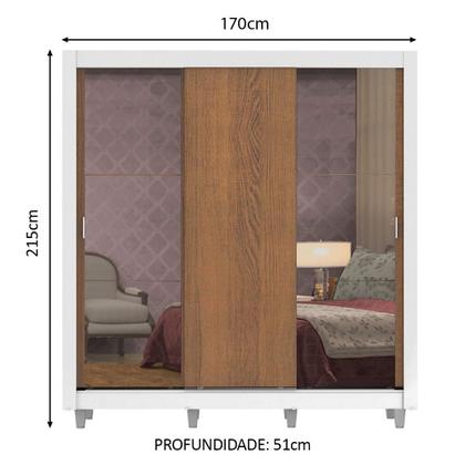 Imagem de Guarda-Roupa Casal Madesa Lyon 3 Portas de Correr com Espelhos 2 Gavetas com Pés