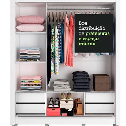 Imagem de Guarda Roupa Casal Madesa Lyon Plus 3 Portas de Correr com Espelho 4 Gavetas com Pés