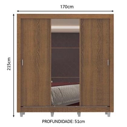 Imagem de Guarda Roupa Casal Madesa Lyon Plus 3 Portas de Correr com Espelho 4 Gavetas com Pés