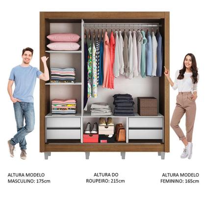 Imagem de Guarda Roupa Casal Madesa Lyon Plus 3 Portas de Correr com Espelho 4 Gavetas com Pés