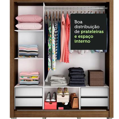 Imagem de Guarda Roupa Casal Madesa Lyon Plus 3 Portas de Correr com Espelho 4 Gavetas com Pés