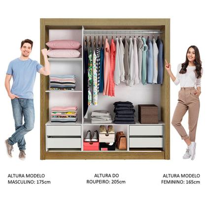 Imagem de Guarda Roupa Casal Madesa Lyon Plus 3 Portas de Correr com Espelho 4 Gavetas