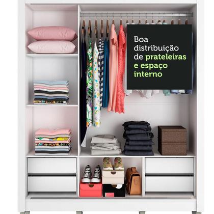 Imagem de Guarda Roupa Casal Madesa Lyon Plus 3 Portas de Correr de Espelho 4 Gavetas com Pés