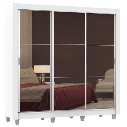 Imagem de Guarda Roupa Casal Madesa Lyon Plus 3 Portas de Correr de Espelho 4 Gavetas com Pés
