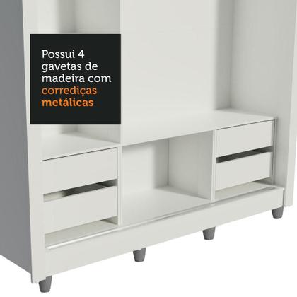 Imagem de Guarda Roupa Casal Madesa Lyon Plus 3 Portas de Correr de Espelho 4 Gavetas com Pés