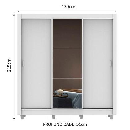Imagem de Guarda Roupa Casal Madesa Mônaco 3 Portas de Correr com Espelho com Pés
