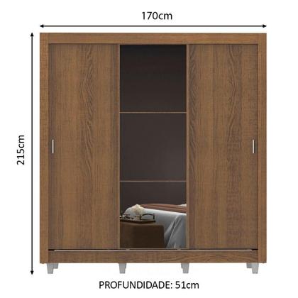 Imagem de Guarda Roupa Casal Madesa Mônaco 3 Portas de Correr com Espelho com Pés