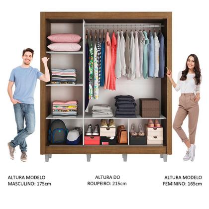 Imagem de Guarda Roupa Casal Madesa Mônaco 3 Portas de Correr com Espelho com Pés