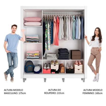 Imagem de Guarda Roupa Casal Madesa Mônaco 3 Portas de Correr com Espelho com Pés
