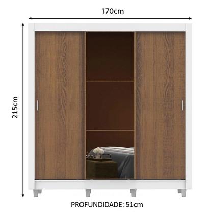 Imagem de Guarda Roupa Casal Madesa Mônaco 3 Portas de Correr com Espelho com Pés