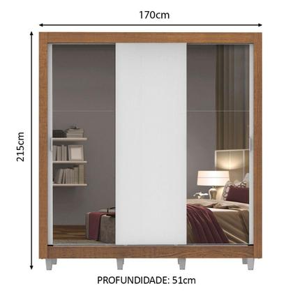 Imagem de Guarda Roupa Casal Madesa Mônaco 3 Portas de Correr com Espelhos com Pés