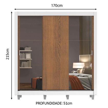 Imagem de Guarda Roupa Casal Madesa Mônaco 3 Portas de Correr com Espelhos com Pés