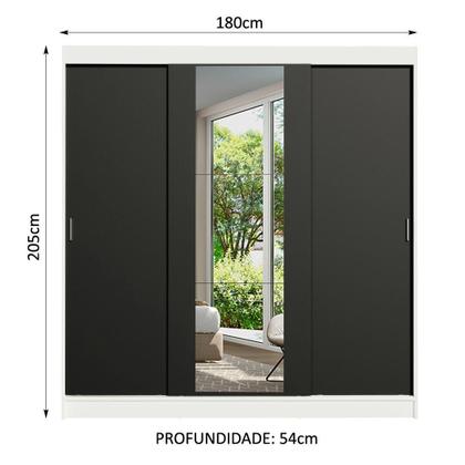 Imagem de Guarda-Roupa Casal Madesa Reno 3 Portas de Correr com Espelho