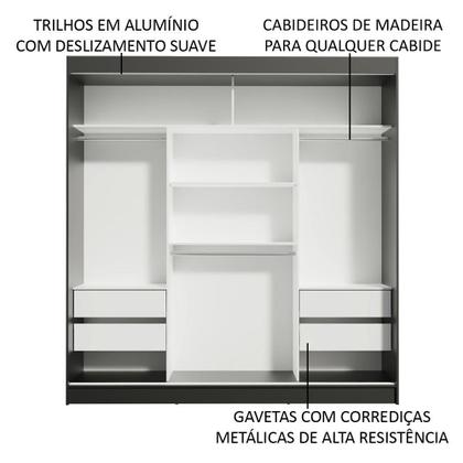 Imagem de Guarda-Roupa Casal Madesa Reno 3 Portas de Correr com Espelho