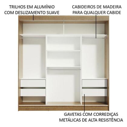 Imagem de Guarda-Roupa Casal Madesa Reno 3 Portas de Correr com Espelho