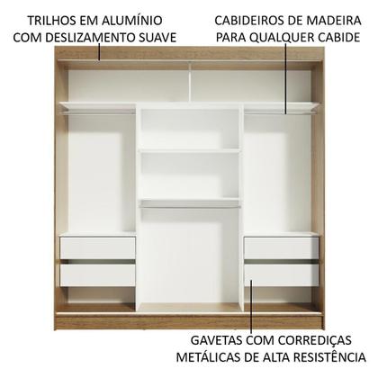 Imagem de Guarda-Roupa Casal Madesa Reno 3 Portas de Correr com Espelhos - Rustic/Cinza