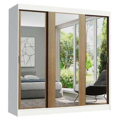 Imagem de Guarda-Roupa Casal Madesa Reno 3 Portas de Correr de Espelho