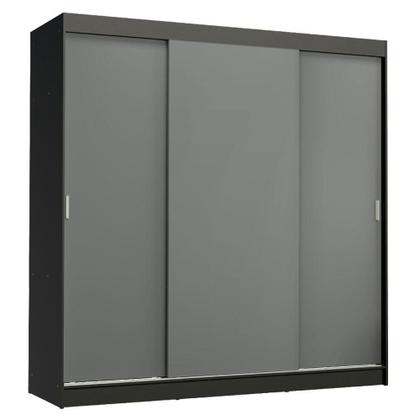 Imagem de Guarda-Roupa Casal Madesa Reno 3 Portas de Correr - Preto/Cinza
